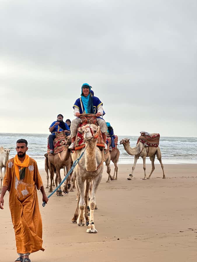 Agadir/Taghazout: Sunset Camel Ride with BBQ and Music Show - Riding through the banana groves toward Tamri Beach