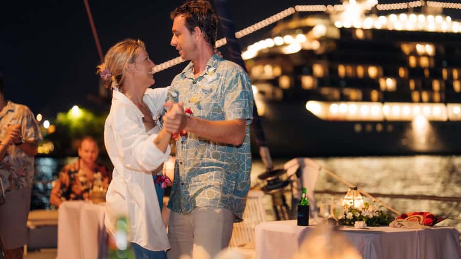 Bali/Benoa: 5-Course Romantic Evening Cruise With Live Music - Sailing toward Nusa Dua after sunset