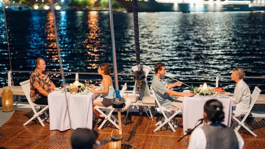 Bali/Benoa: 5-Course Romantic Evening Cruise With Live Music - Boarding at Benoa Harbor