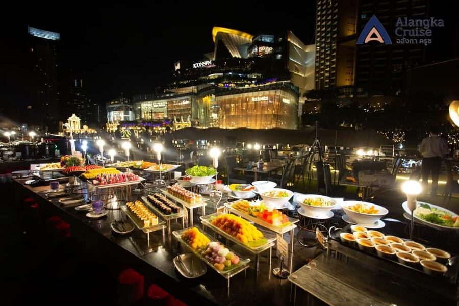 Bangkok: Alangka Luxury Cruise with Buffet and Live Music - Rama VIII Bridge after dark