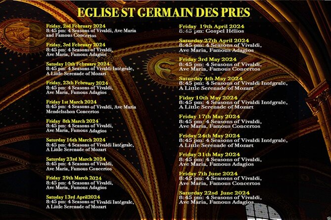 Classical Music Concert Saint Germain des Prés Church - Is the $60.01 price good value?