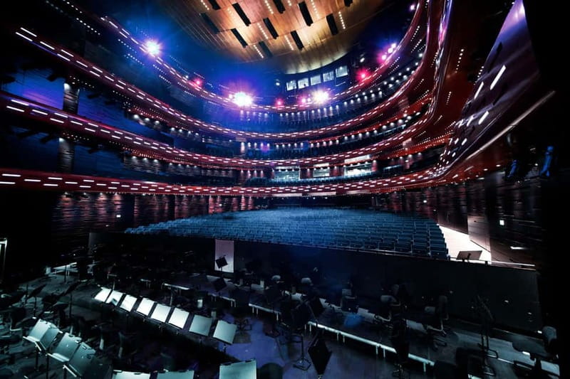 Copenhagen: The Opera House Guided Tour - The bright foyer and Eliasson’s light sculptures