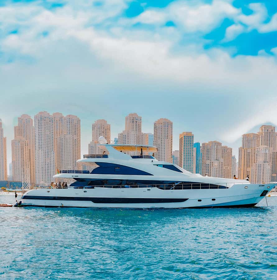 Dubai: Superyacht Experience with Live Music & Drinks - The opening cruise past JBR and Ain Dubai