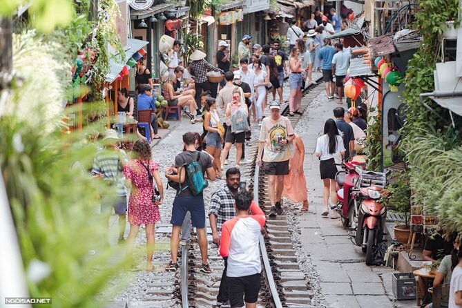 Hanoi Vespa After Dark Street food + Train Street+ Live Music - Walking Along Train Street