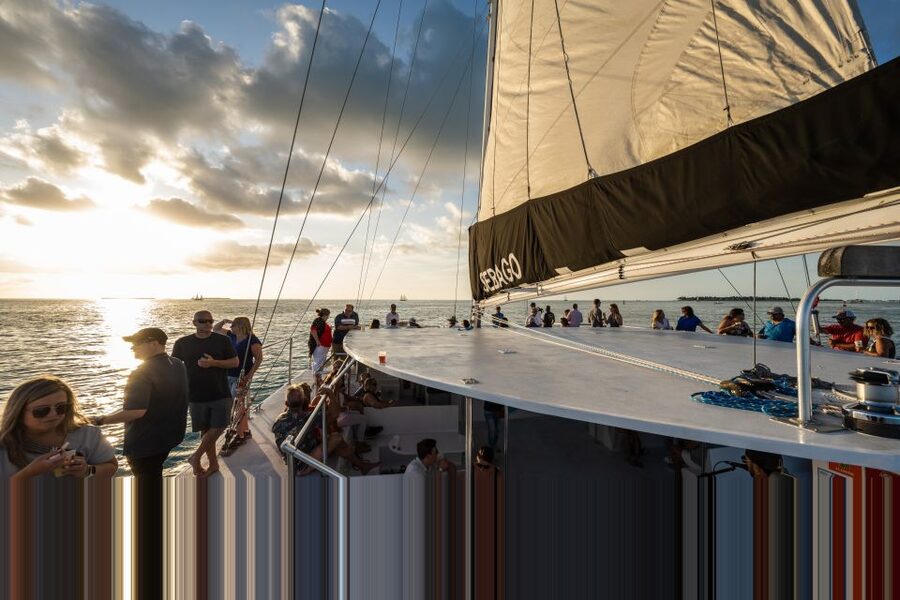Key West: 2-Hour Sunset Sail with Live Music - Fort Zachary Taylor and the approach to sunset