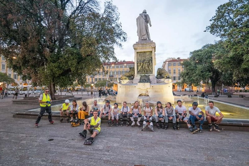 Nice: Sunset rollerblading tour, local socca, and live music! - Starting at Place Massena with a safety lesson