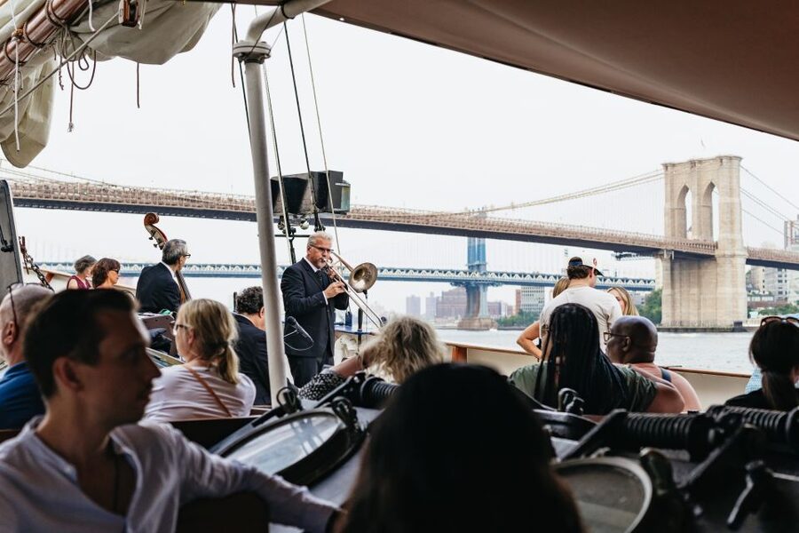 NYC: Sunset Jazz Sail aboard the 'Clipper City' - Ellis Island, Governors Island, and the bridges