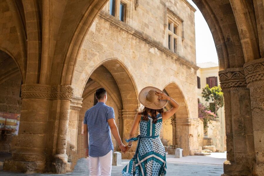 Rhodes: Guided Rhodes City By Night with Live Music & Dinner - Old Town: a short guided walk, then free time