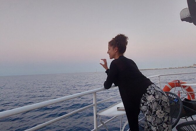 Rhodes Sunset Cruise - Swim and Dine w/ Live Music & Sunset! - Sunset views and the medieval walls after dark