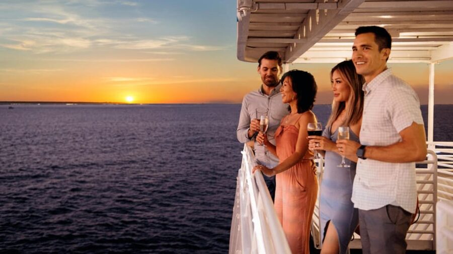 Rhodes: Sunset Cruise with Live Music, Wine & Greek Buffet - Kallithea Springs and the evening swim