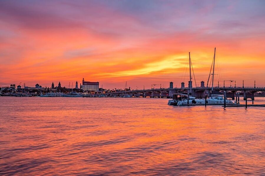 St Augustine: Nights of Lights Sail w Live Music& Sunset Opt - The Bridge of Lions and waterfront lights