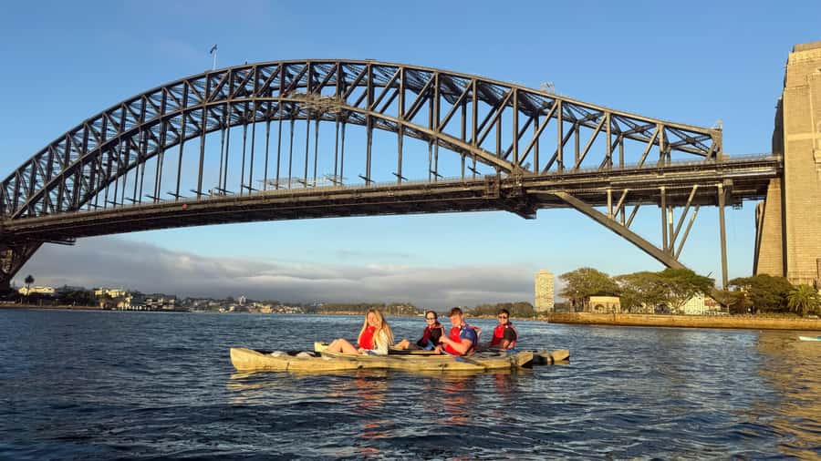 Sydney Sunrise Private Kayak – Opera House & Harbour Bridge - Harbour Bridge views from a low seat